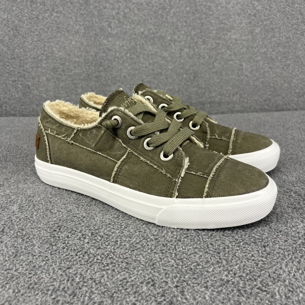 Blowfish Malibu Sneakers Womens 7 M Olive Green Sherpa‎ Fur Lined lace up